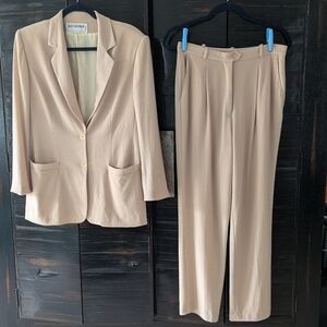 Holt Renfrew Classics Collection Light Beige Two-Piece Wool Pantsuit